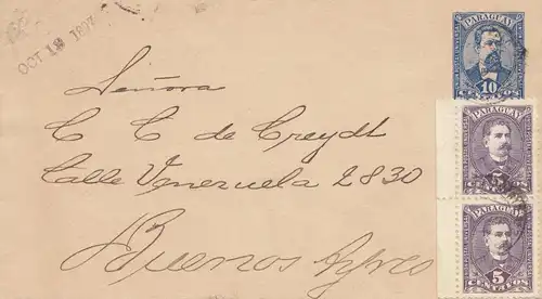 Paraguay 1897: letter Asuncion to Buenos Aires