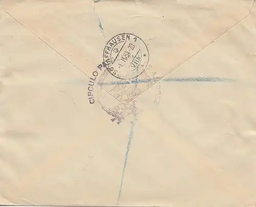Paraguay 1954: registered Asuncion to Schaffhausen/Switzerland