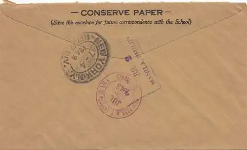 Philippines 1949: Registered Manila to New York