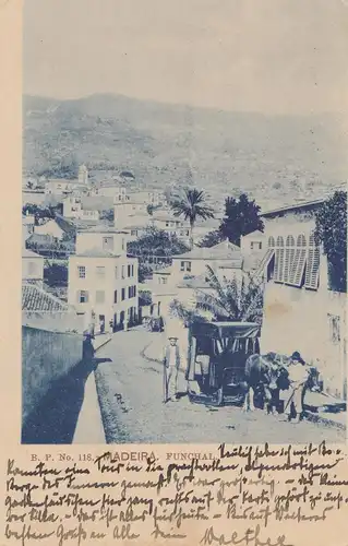 Madeira 1908: post card Funchal to Stuttgart