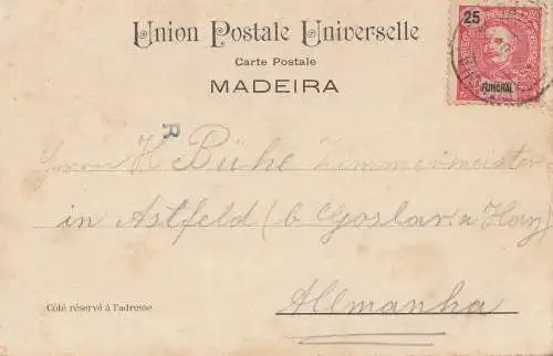 Madeira 1904: Funchal post card to Astfeld