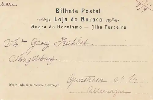 Acores 1905: post card Ilha Terceira to Magdeburg