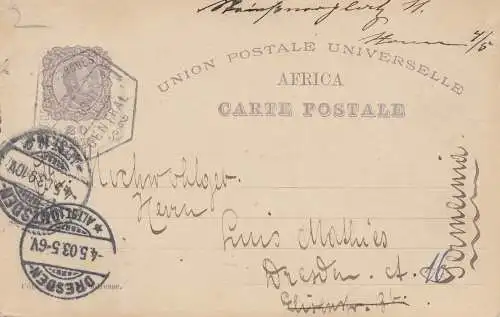 Mozambique Africa: post card 1903 to Dresden