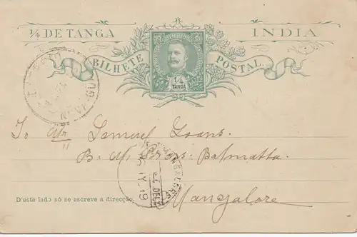 India: post card 1919 to Mangalore