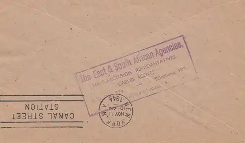 Mocambique 1944 Lourenco to New York City, Censor