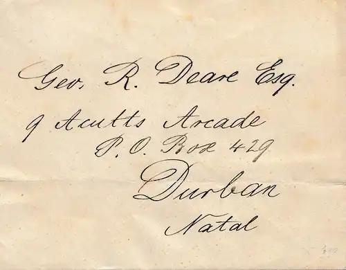 Mocambique 1907 letter to Durban - Natal