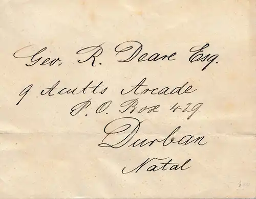 Mocambique 1907 letter to  Durban - Natal