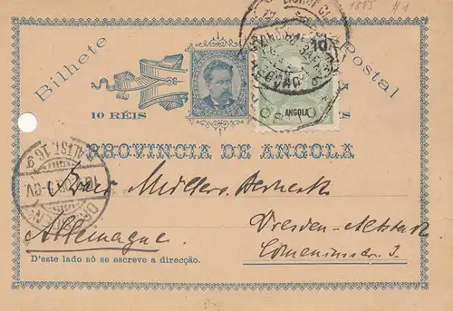 Angola: 1908: post card Lobito to Dresde