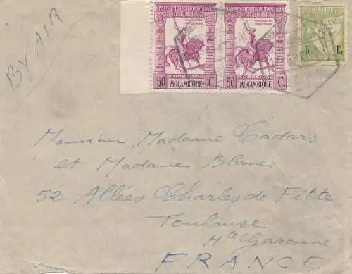 Mocambique 1947: air mail to Toulouse/France