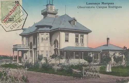 Mocambique 1914 post card Lourenco Marques, Observatoire to Faro