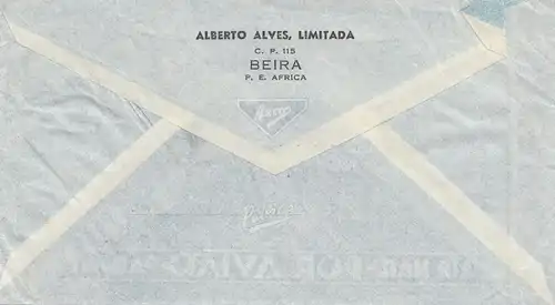 Mocambique 1955 air mail Beira to Düsseldorf - Auto Union, Papillon