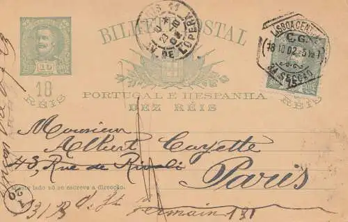 Portugal: 1902: post card to Paris L' Opera