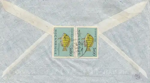 Mocambique 1955: Quelimane via air mail to Nürnberg, Fisch/fish