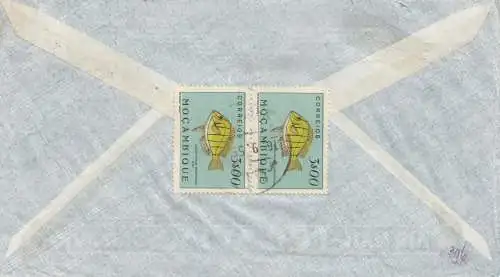 Mozambique 1955: Quelimane via air mail to Nuremberg, Fisch/fish