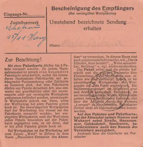 Carte de paquet BiZone 1948: Tengling Fridolfing après cheveux