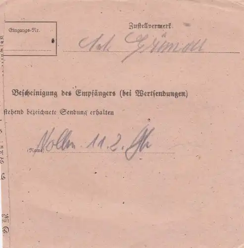 Carte de paquet BiZone 1948: Kirchanschöring par cheveux, carte de colis d'urgence