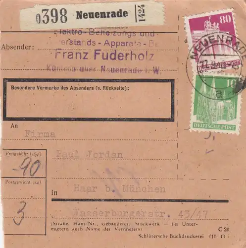 BiZone Paketkarte 1948: Neuenrade nach Haar