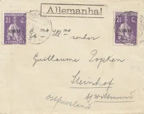 Acores: 1918: Horta to Steinhof b. Wittmund