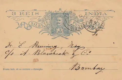 India occidentale: 1907 post card to Bombay