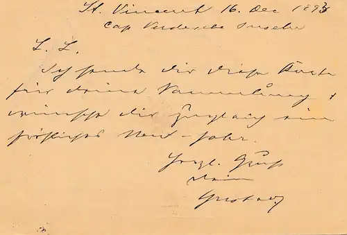 Cap-Vert: 1893: post card St. Vicente to Nottingham