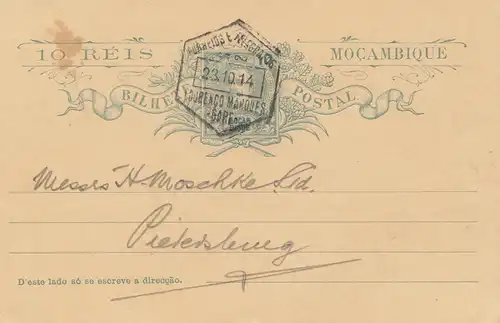 Mocambique 1914: post card Lourenco Marques to Petersburg