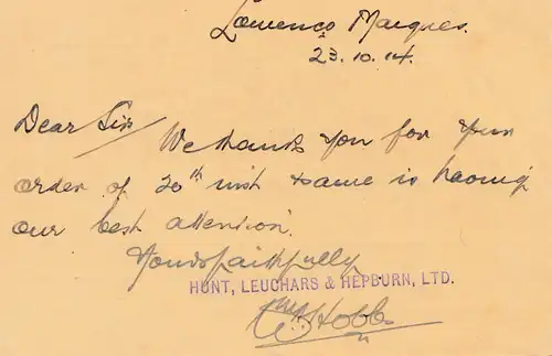 Mocambique 1914: post card Lourenco Marques to Petersburg