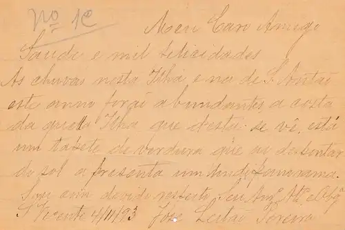 Cabo Verde: 1893: post card to Lisboa