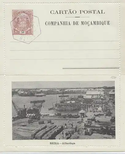 Mocambique unused post card Beira 1905, cancel