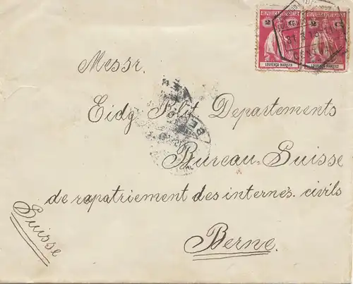 Mocambique 1915: Lourenco Marques to Bern/Switzerland