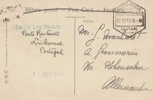 Mocambique 1913 post card Lourenco Marques Panorama No. 4 to Hohensalla