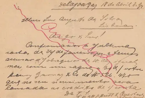 Mocambique 1894: post card to Lisboa