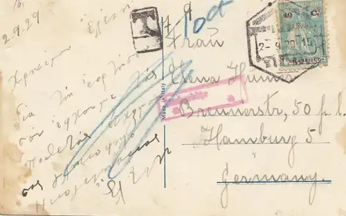 Mocambique 1929: post card - Tax - to Hamburg