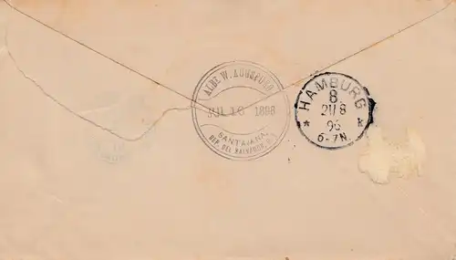 El Salvador 1896: letter via Panama - New York from Santa Ana to Hambourg