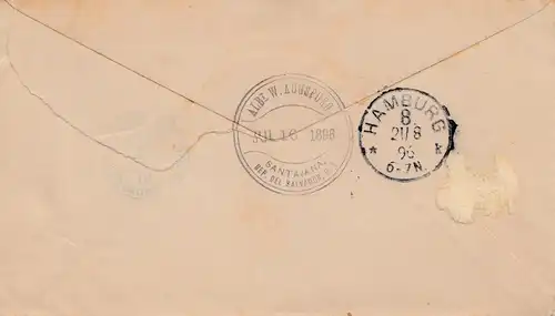 El Salvador 1896: letter via Panama - New York from Santa Ana to Hamburg