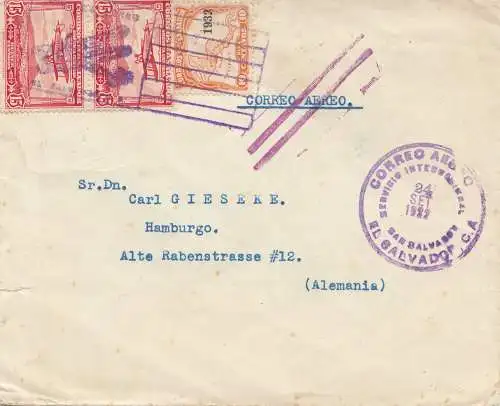 El Salvador 1932: San Salvador air mail to Hamburg