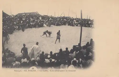Sénégal: 1909: Dakar post-card La Lutte to Berlin