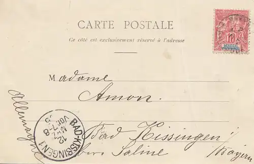 Sénégal: 1905: post card Une vue de Rufisque to Bad Kissingen