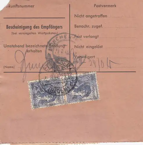 Carte de paquet BiZone 1948: Ettlingen après Gräfelfing, Achat, Jeker OHG