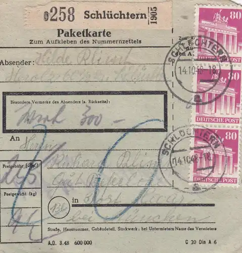 BiZone Paketkarte 1948: Schlüchtern nach Post Haar, Wertkarte, seltenes Formular