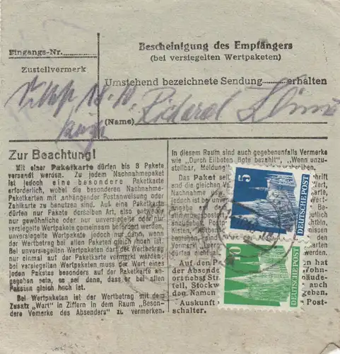 BiZone Paketkarte 1948: Schlüchtern nach Post Haar, Wertkarte, seltenes Formular