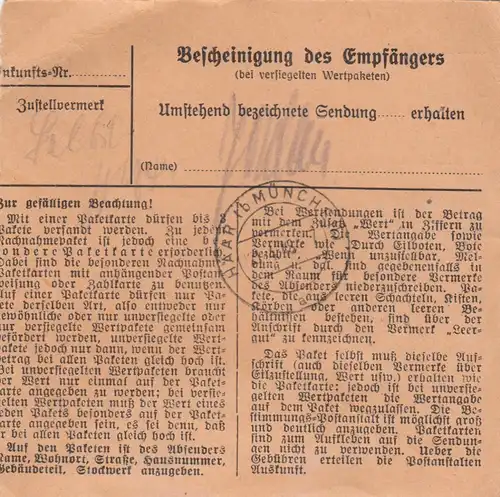 Paketkarte 1948: Roth bei Nürnberg nach Haar, Selbstbucher