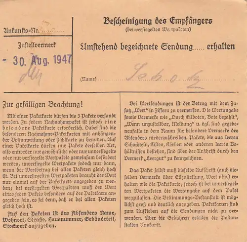 Carte forfait 1947: Stuttgart vers Bad Aibling, Kurhaus Schloss