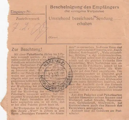 Carte de paquet 1948: Affichage de Hart / Alz, Mühldorf