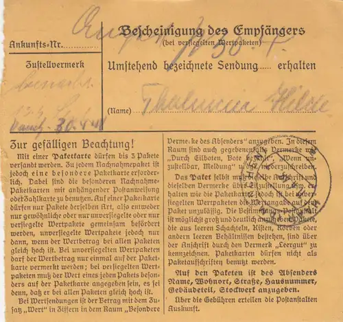 Carte de paquet 1948: Pforzheim-Brötzingen après Haar bei Munich