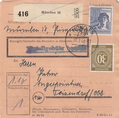 Carte forfait 1948: Munich 38 vers Teisendorf