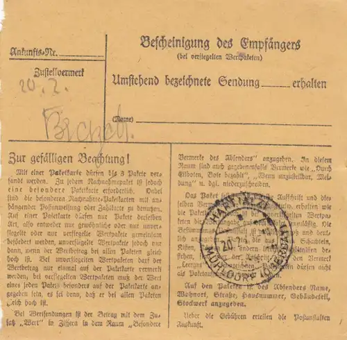 BiZone Paketkarte 1948: Weilbach nach Hart bei Mühldorf