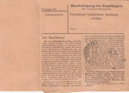 Paketkarte 1947: Mengkofen nach Haar