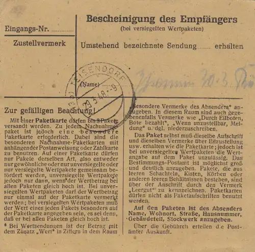 Carte de paquet 1948: Ulm vers Teisendorf