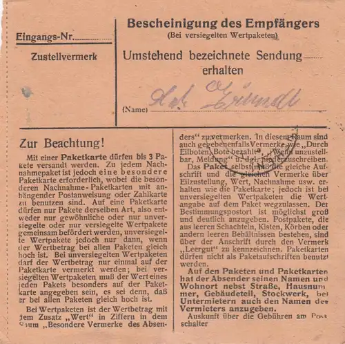 Carte de paquet 1948: Berchtesgaden 2 par cheveux, établissement de soins
