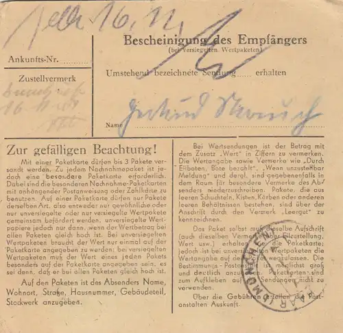 Carte de paquet 1947: Berlin-Spandau après Haar